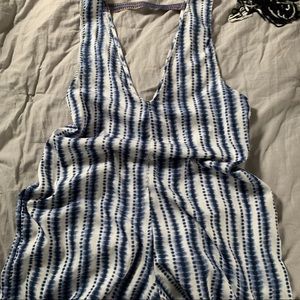 Striped low plunge romper